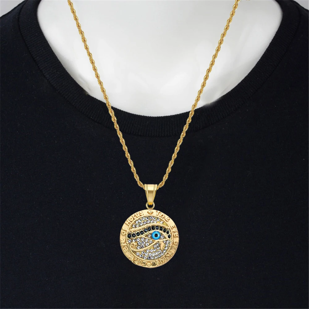 

Egyptian Eye Of Horus Round Pendant Gold Color Stainless Steel Zircon Necklaces For Women Men Ancient Egypt Jewelry Gift 2025