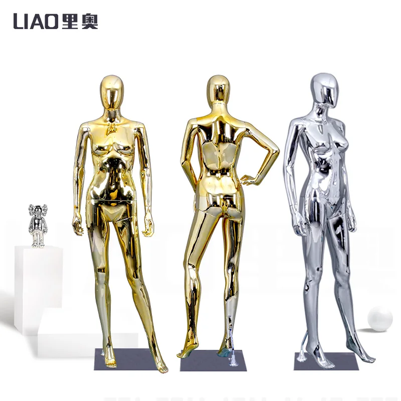 high quality fashion Chrome plating gold female mannequin full body for clothing