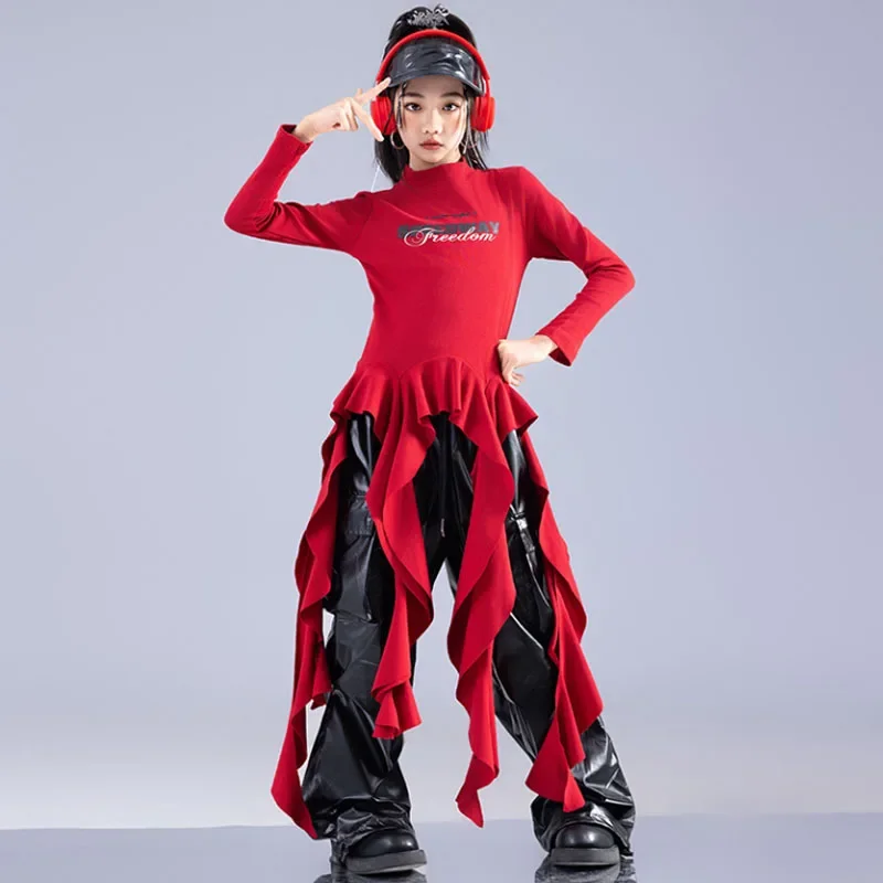 Girls K-pop Strap Crop Top Joggers Pants Child Hip Hop Stage Costume Kids Streetwear Jazz Street Dance Girl Group Clothes Set
