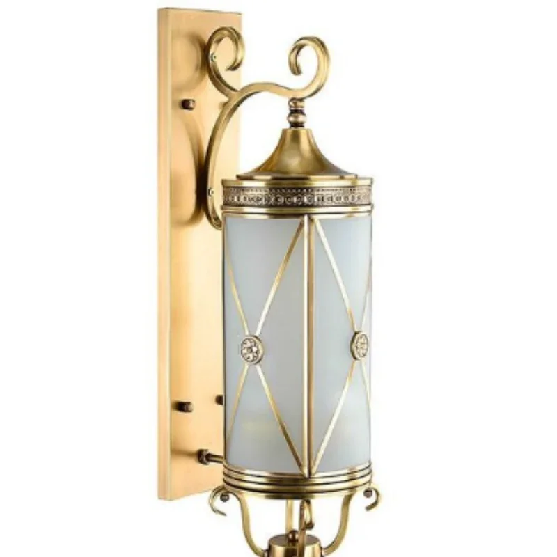 American Style Wall Lamp Copper Outdoor Nostalgic Vintage Wall Lamp Light Brass Glass Wall Sconce 100% Guaranteed Free Shipping