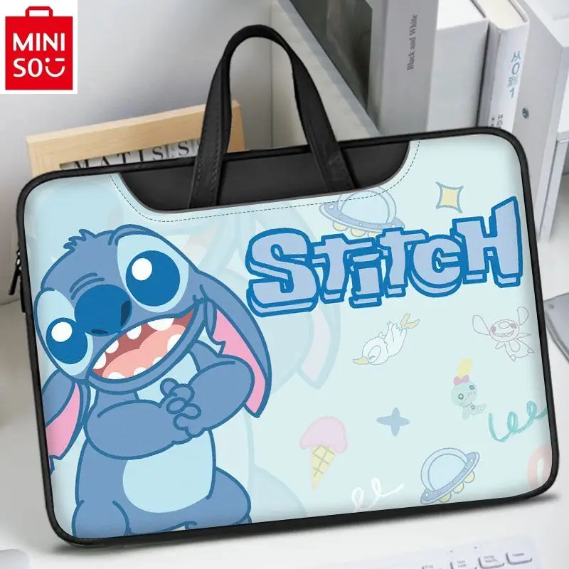 MINISO Disney Cartoon Anime Stitch Laptop Bag Suitable for 15.6air13.3 Student Learning and Storage Handbag