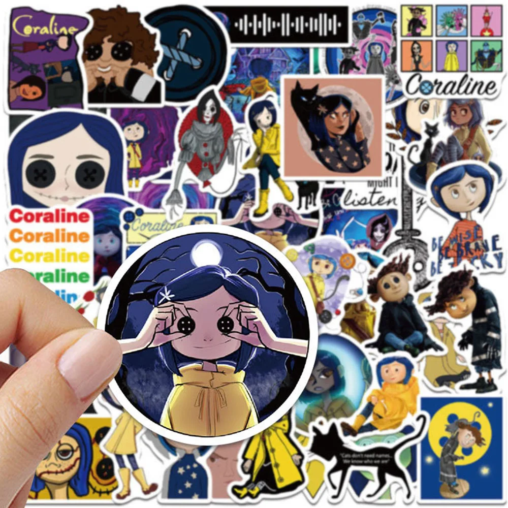 10/30/100 buah Coraline & the Secret Door stiker film horor kartun anak-anak stiker mainan DIY Laptop bagasi stiker ponsel Anime