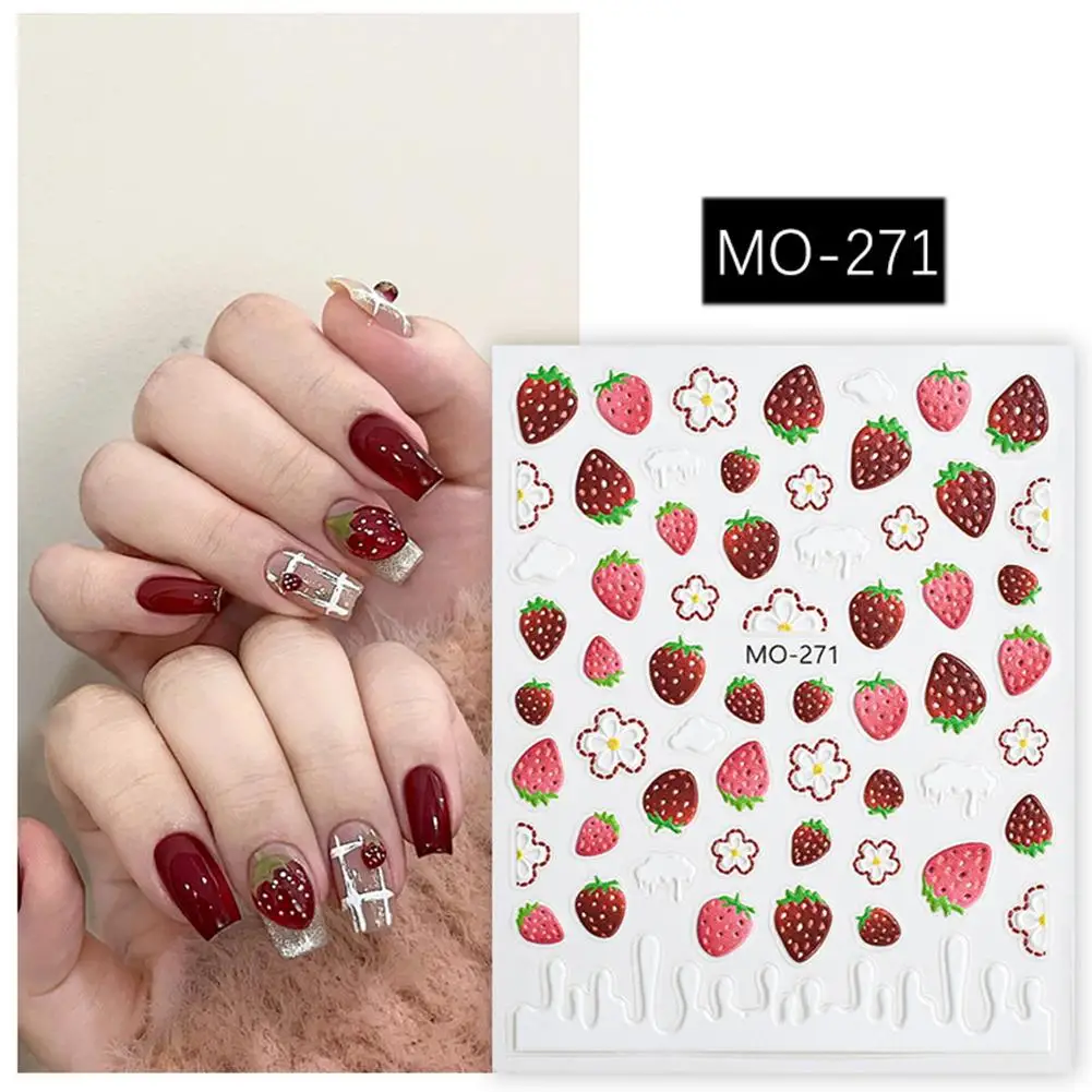 Girls Fruit Pattern Nail Stickers Shiny Cute Elegant Decor Stickers Nail Nail Fashion Uv Festive Female Party Fall Gel Kore F2e2