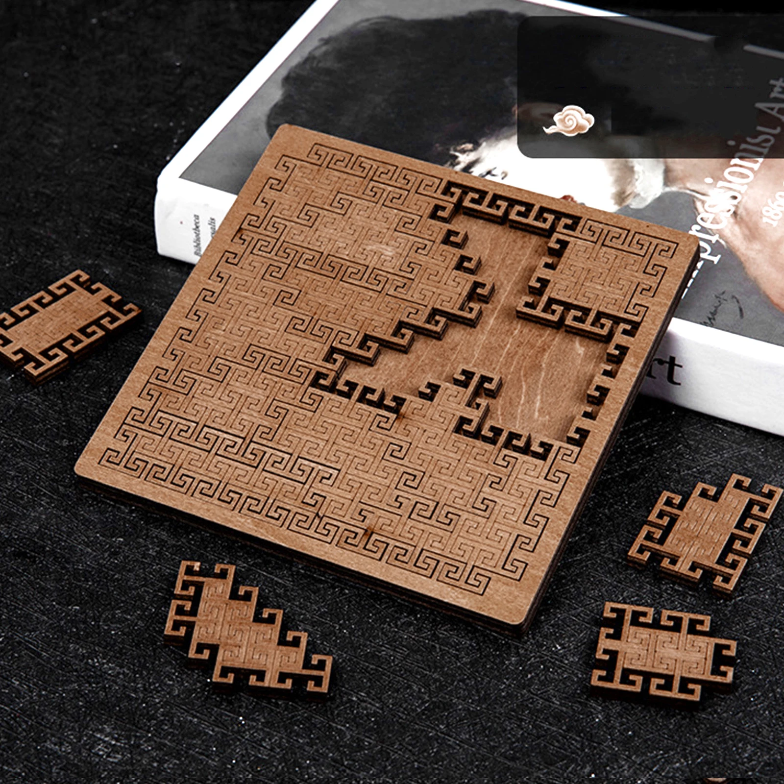 متاهة خشبية فريدة من نوعها غير منتظمة إبداعية مع إطار بانوراما غير منتظمة لوحات ألغاز هندسية صعبة للأطفال والكبار