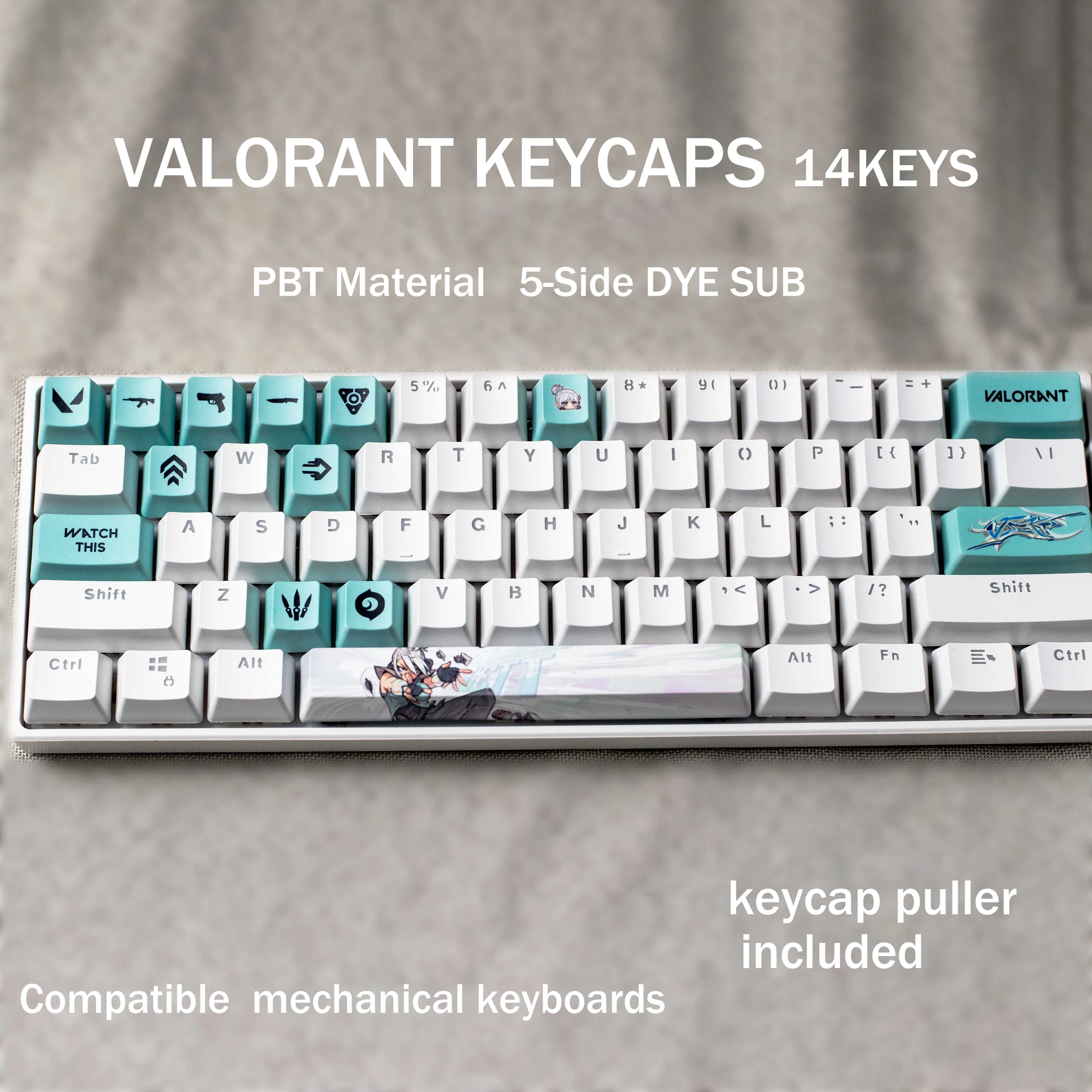 

Valorant Keycaps, OEM Profile, 14Keys Mini Set, PBT Dye Sub, New Design