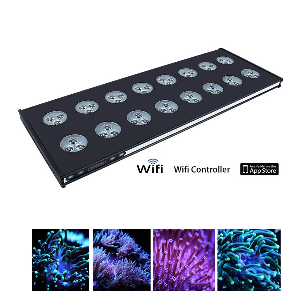 الأطياف 150 واط 240 واط الطيف الكامل LED حوض السمك ضوء واي فاي APP التحكم للبرمجة شروق الشمس غروب الشمس المرجان الشعاب المرجانية مصباح ليد