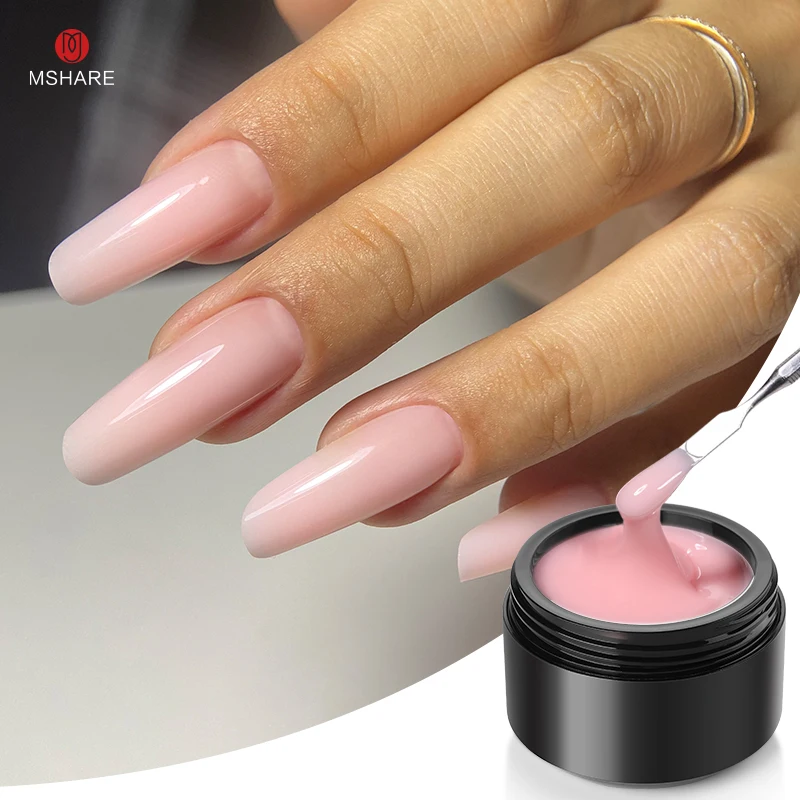 MSHARE TPO Free Builder Nail Gel Natural Nude Clear Nail Extension Gel Medium Self-Leveling Hard Construction Manicure 50ml