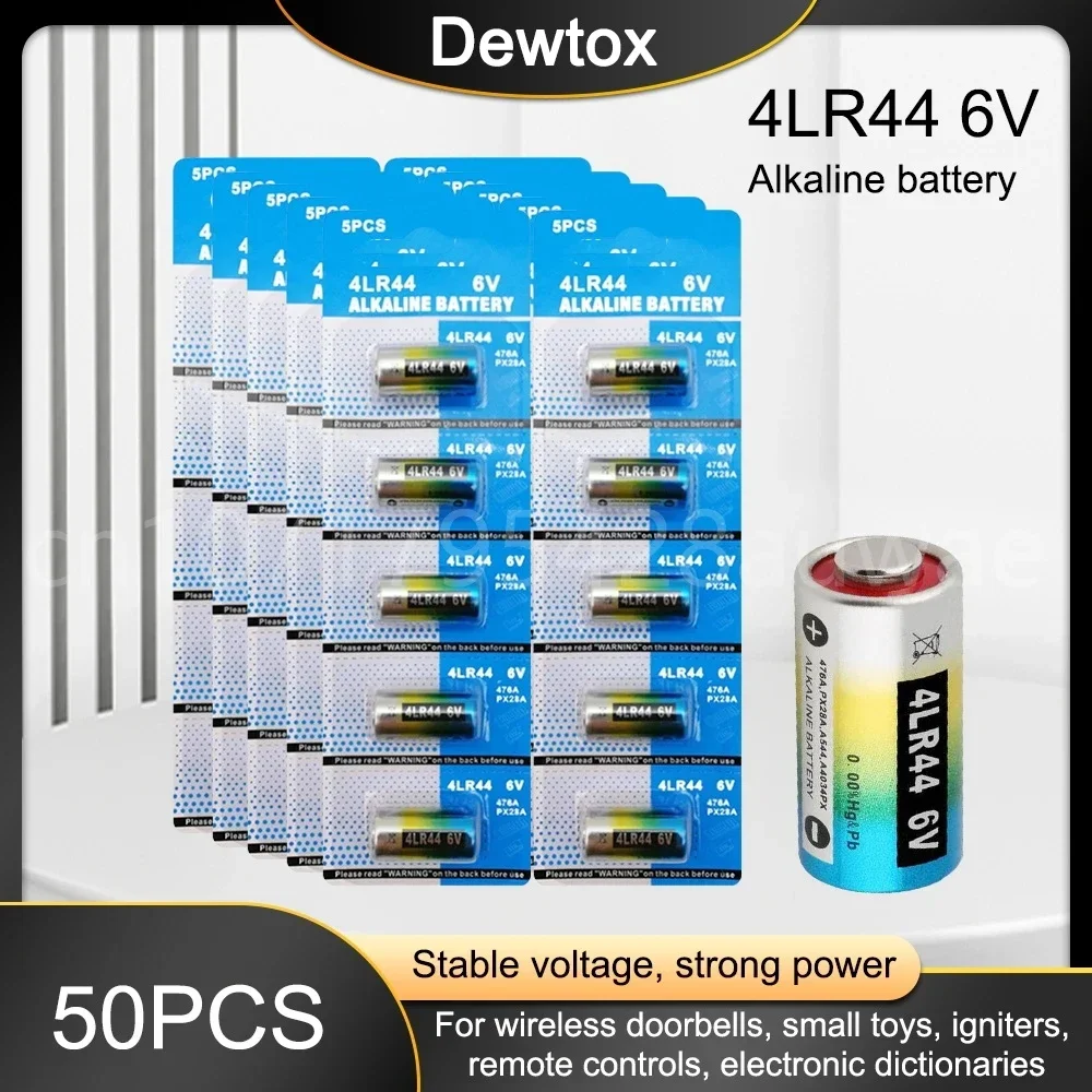 50PCS 6V 4LR44 Alkaline Batteries for Dog Training Shock Collars Beauty Pen A544V 4034PX PX28A L1325 4AG13 4A76 Dry Batteries