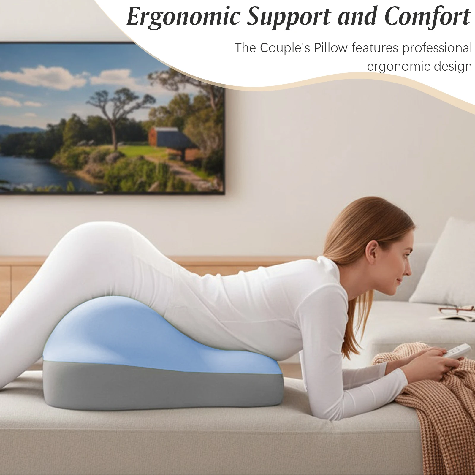 

Многофункциональная подушка для беременных, удобная подушка для сна на боку для пар (синяя)