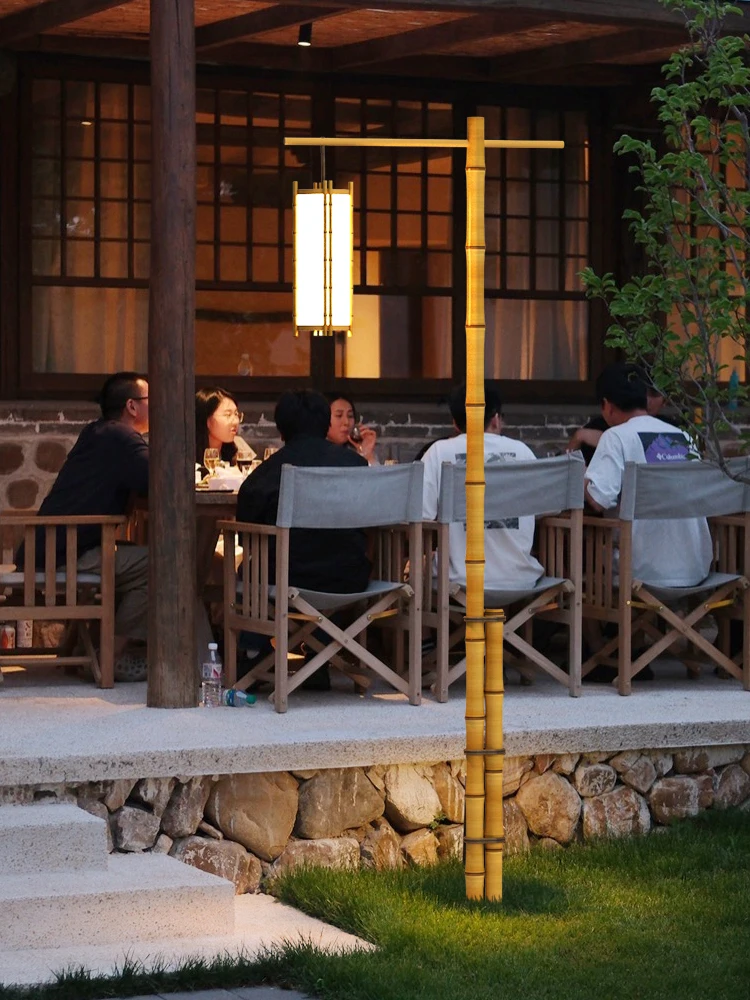 

Simulation bamboo solar garden light outdoor antique high pole light
