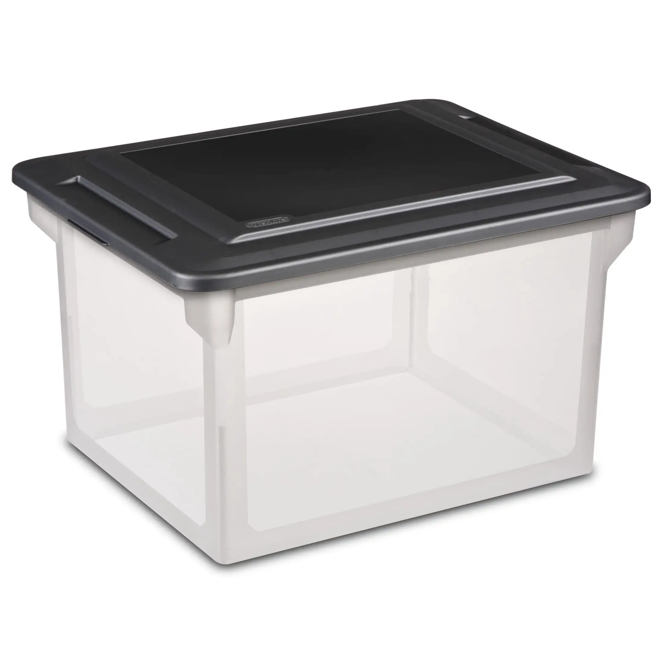 

File Box, Clear Plastic Bin with Black Lid, Letter or Legal-sized File Storage, Black