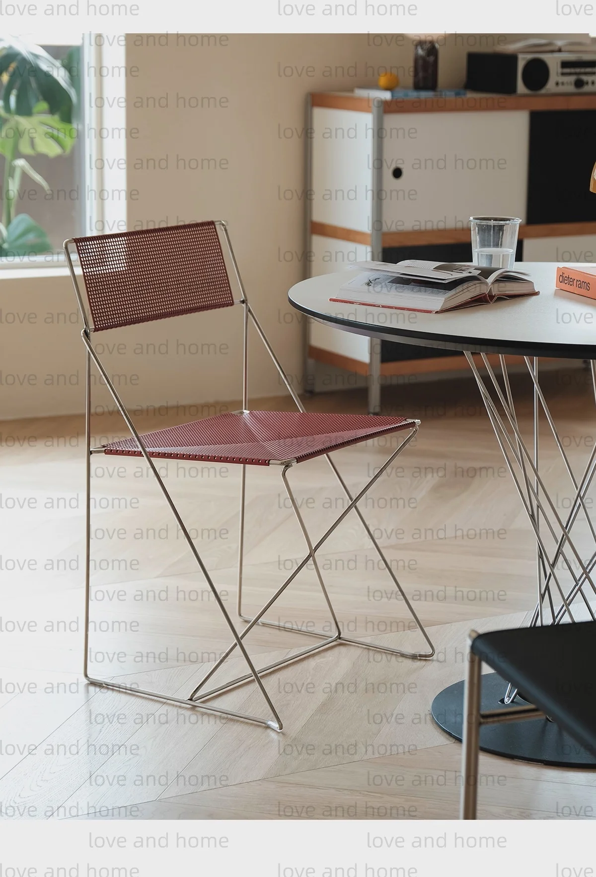 الشمال تكويم الطعام كرسي مطلي بالكروم الفولاذ المقاوم للصدأ أسلاك الفولاذ سلك شبكة لوحة بساطتها نمط قوي البناء الدنمارك #4