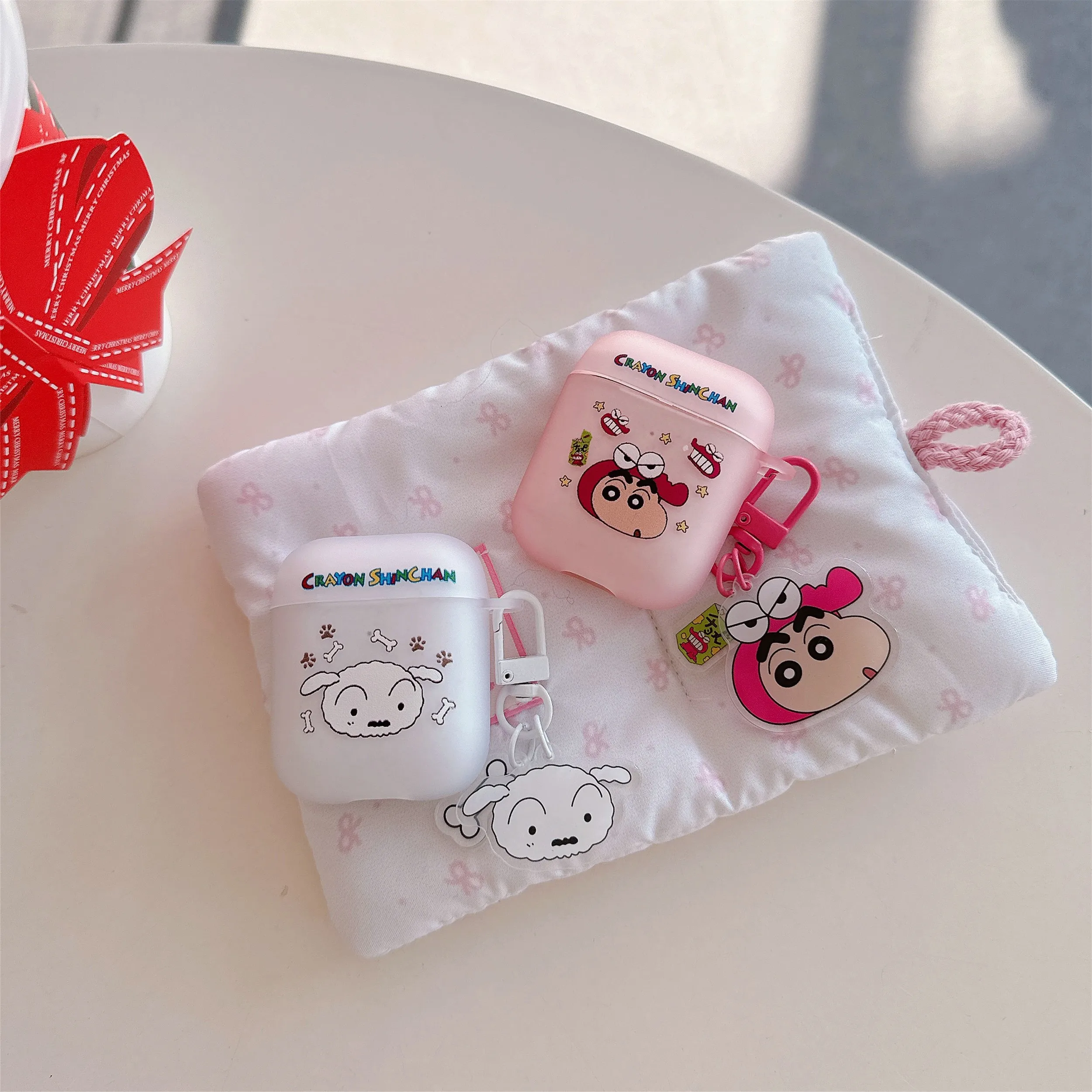 Pink Crayon Shin-chan Gift style Cartoon Characters Super Cute Plastic Drop Proof Headphone Cove For Airpods 4,2,3,Pro,Pro2