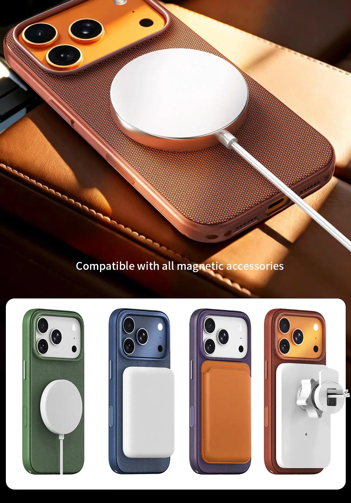 For iPhone 18 17 16 15 Pro Max Plus Air Tech Woven Magnetic Case For MagSafe Shockproof Soft Edge Raised Camera Protection