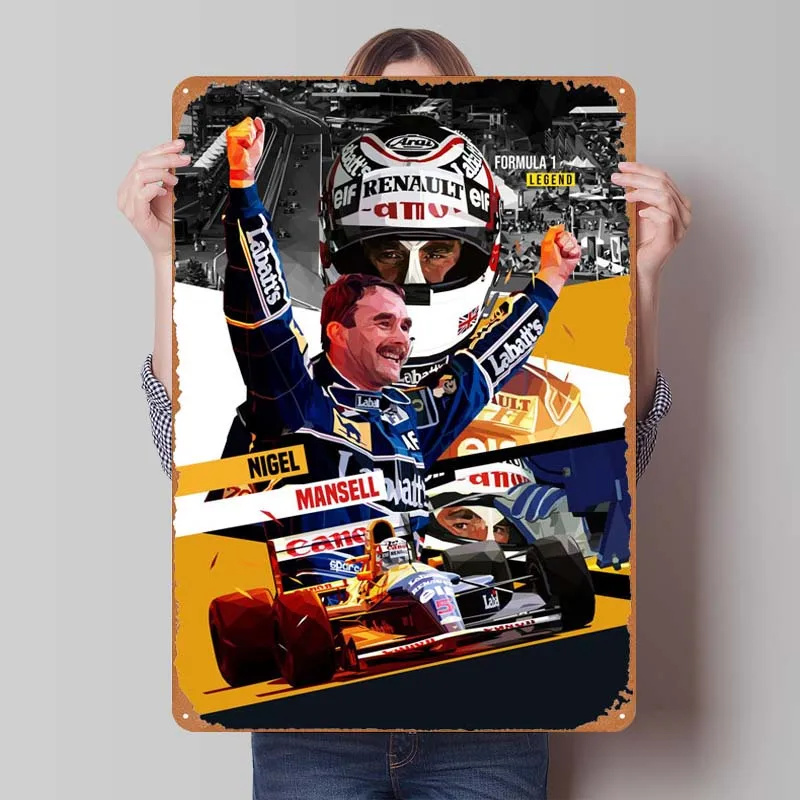 Nigel Mansell Man Cave F1 Tin Sign Bedroom Decoration Retro Metal Signs for Pub Club Garage Wall Decoration Vintage Metal Plate