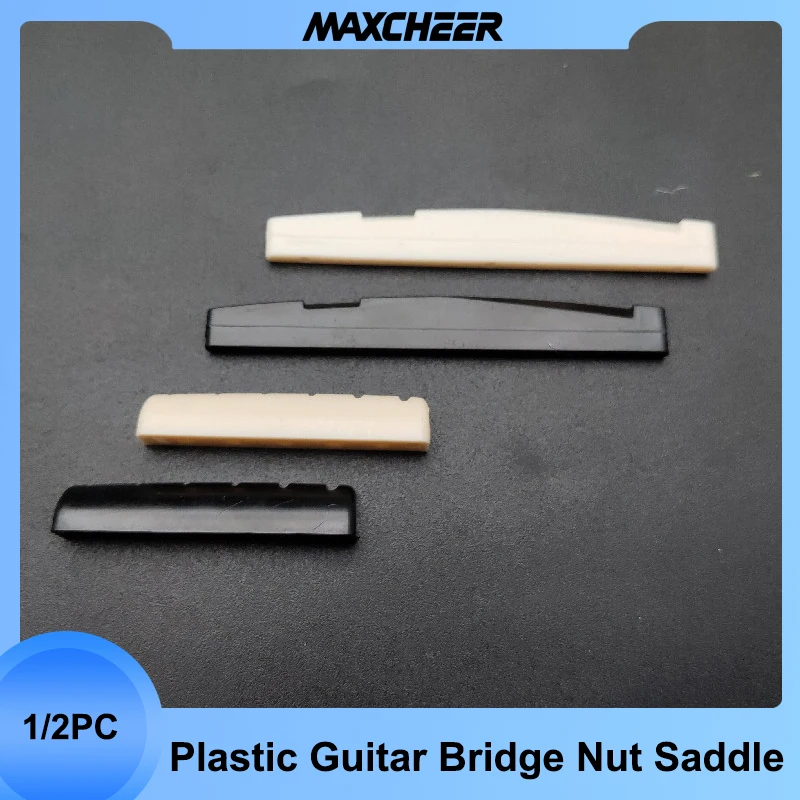 1/2pcs  6 String Acoustic Guitar Bridge Nut Saddle Plastic Guitar Saddle for Folk Guitar Black Ivory Guitar Parts & Accessories