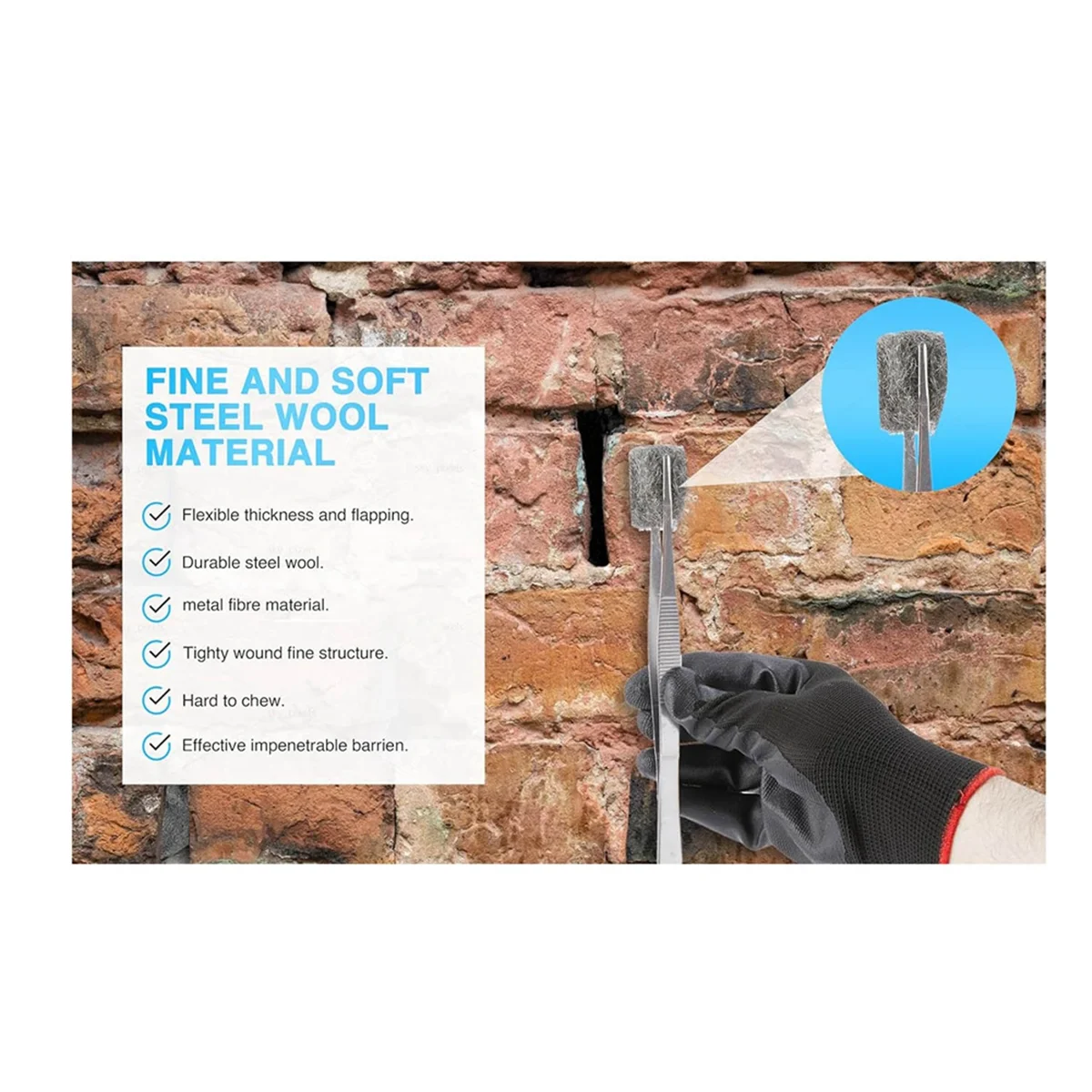 

ABFKW Стальное шерстяное устройство для защиты отверстий и наполнитель для мышей, 3 шт., 3,3 дюйма x 10 футов, набор для наполнения стальных шерстяных мышей для управления своими руками