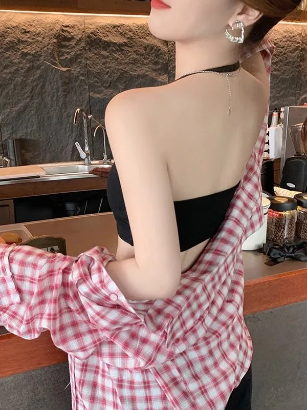 White Strapl Brtte with Chest Pad Beautiful Ba Underwear ort Base Tank Top Women Summer Outdoor Wear Inner Match Ba...