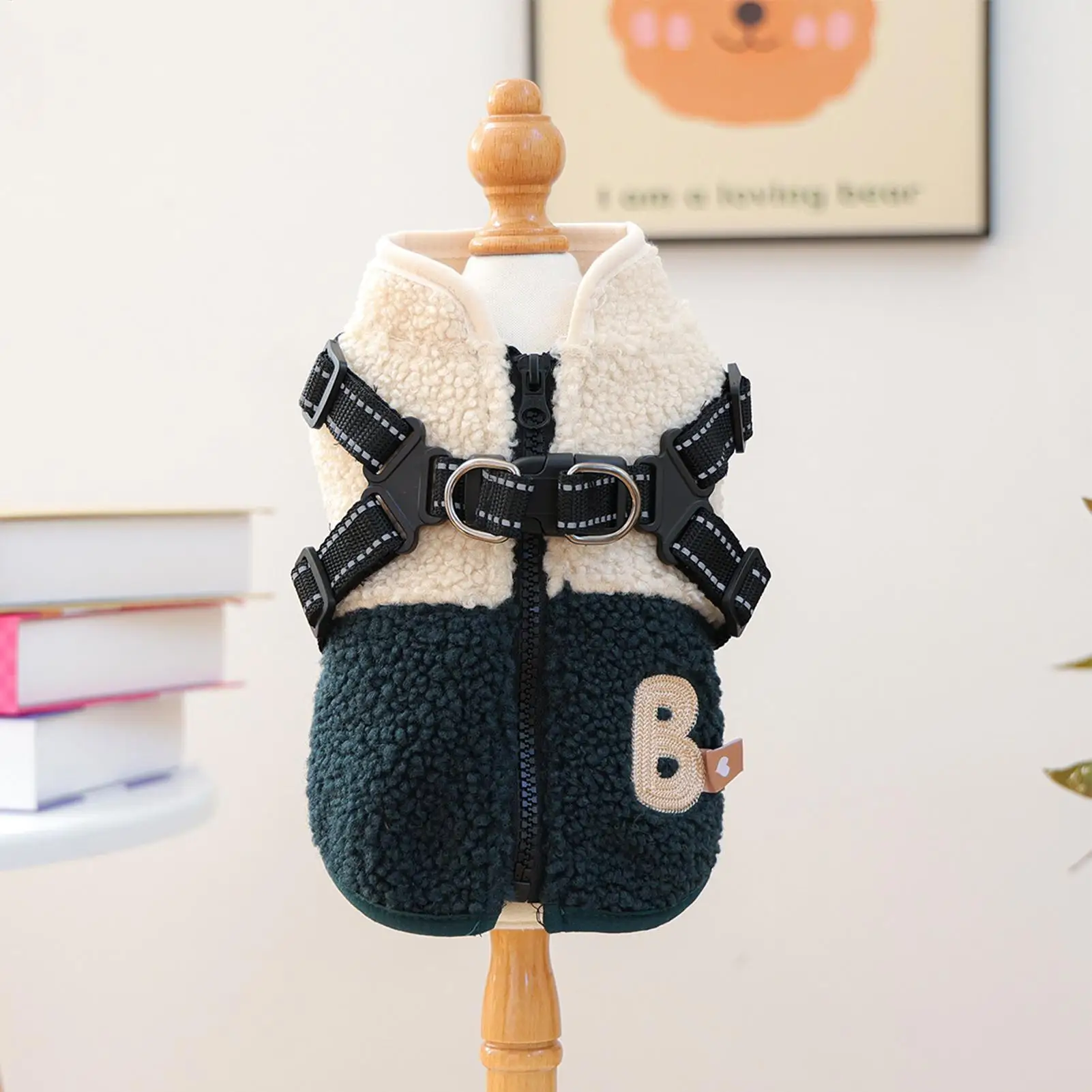 سترة للكلاب مقاومة للرياح سترة مبطنة بالصوف الدافئ مع حزام خلفي مفتوح للكلب معاطف الطقس البارد للحيوانات الأليفة الصغيرة والمتوسطة للخريف في الهواء الطلق #4