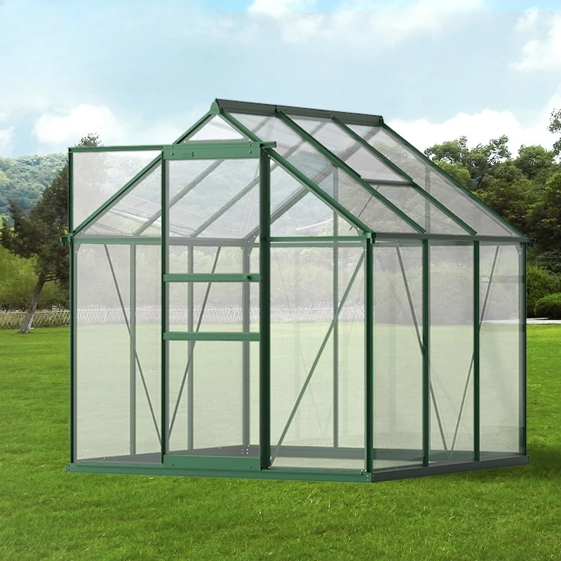 เรือนกระจกสมัยใหม่ขนาดใหญ่เป็นมิตรกับสิ่งแวดล้อมกรอบโลหะอลูมิเนียมโพลีคาร์บอเนตสําหรับสวนงานอดิเรกประกอบง่ายหลังบ้านการเกษตร