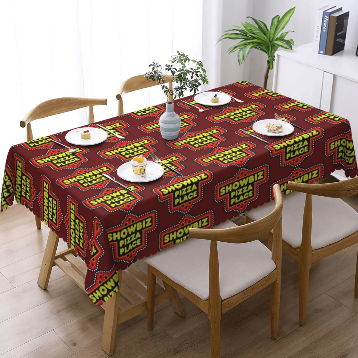 Showbiz Pizza Customized Rectangular Tablecloth Waterproof Table Cover for Festival Party Decorations Table Cloth