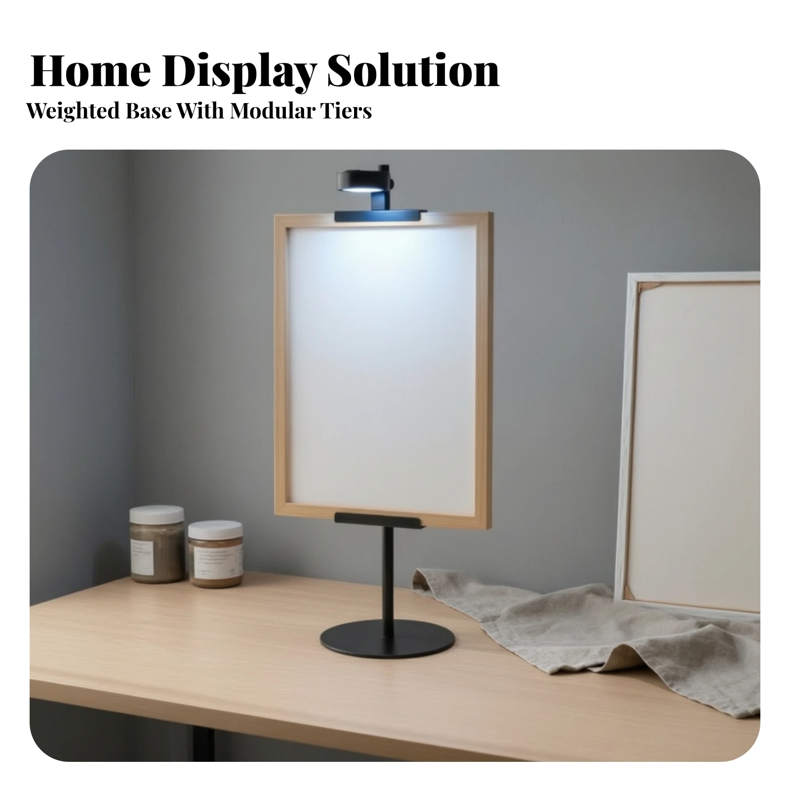 Black Metal Desktop Display Easel Versatile Disassemblable Desktop Easel with Round Base Picture Frame Stand Sturdy