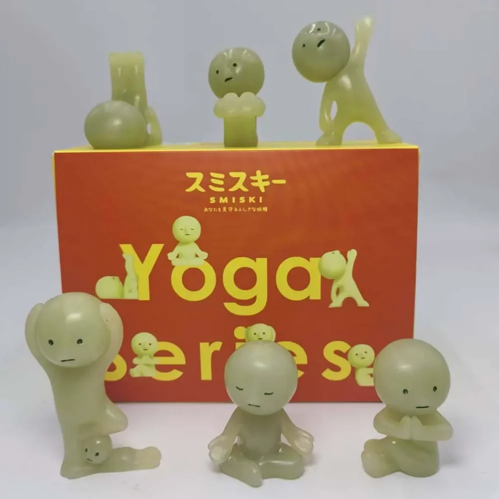 

Smiski Yoga Series Glow in The Dark Cute Green Action Figure Cartoon Desktop Decor Blind Box Collectible Gift Toy for Kids Boys