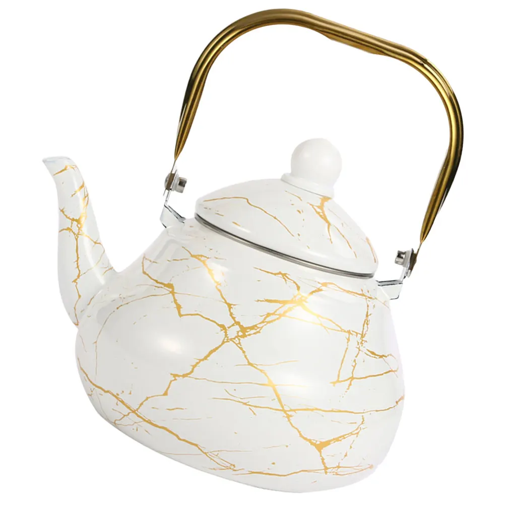 

Marble Pattern Water Kettle 2 5L White Stovetop Enamel Teakettle Daily Use Home Kitchen Suitable Induction Cooker Gas Stove