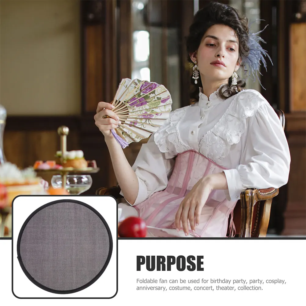 

1pc Portable Folding Fan Handheld Round Fans for Summer Travel Dancing Performance Photography Props Foldable Cloth Fan Elegant