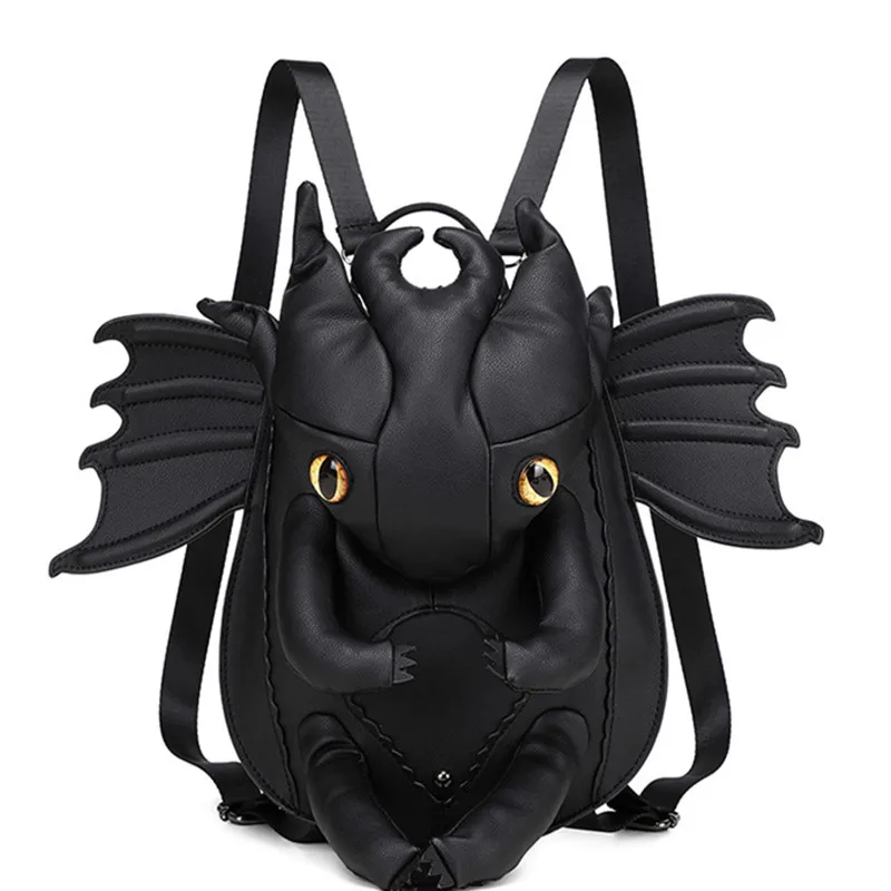 New cartoon-shaped flying dragon high-end black bag for men and women, pu leather Halloween bag for women