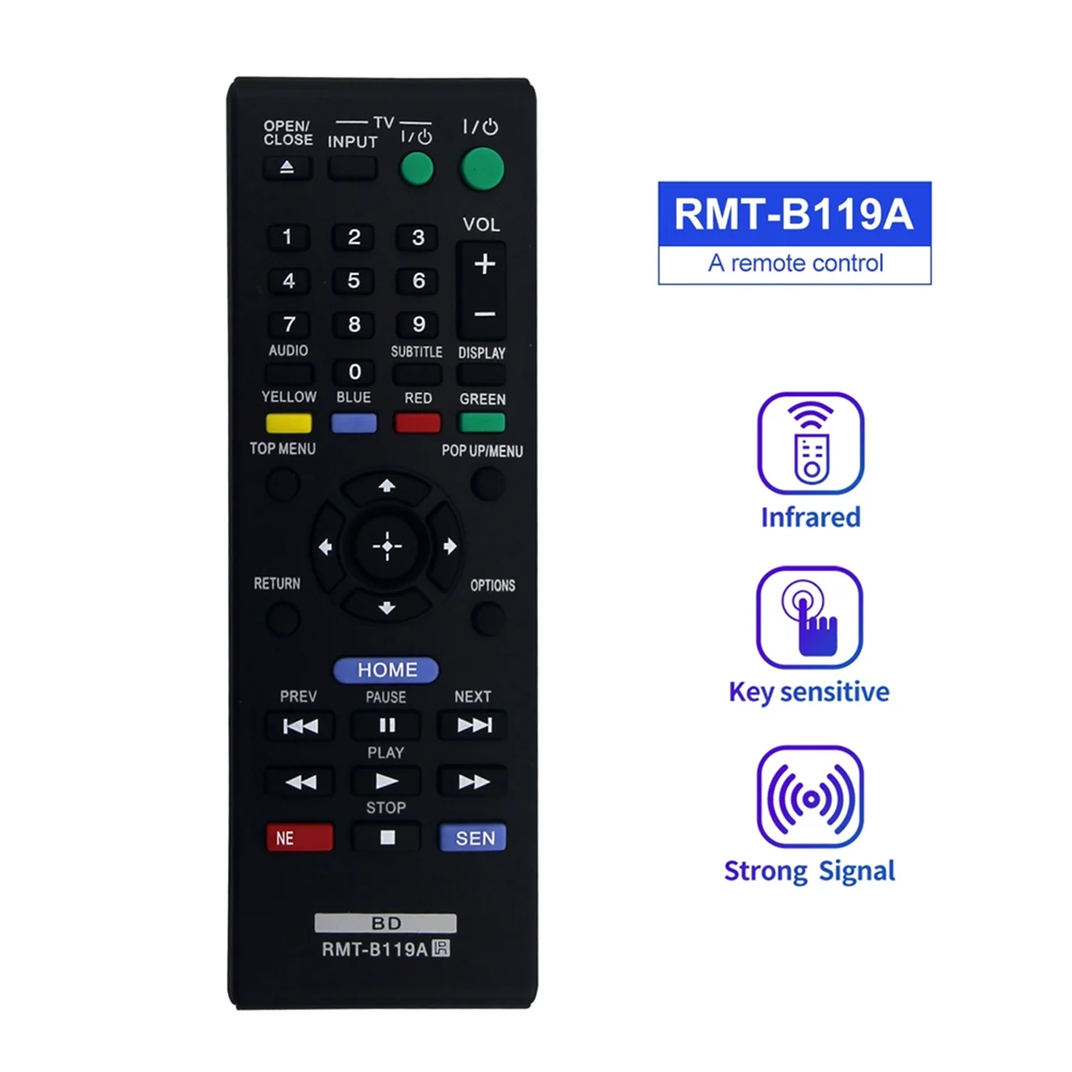 RMT-B119A รีโมทคอนโทรลสำหรับเครื่องเล่นดีวีดีแผ่นบลูเรย์ของ Sony BDP-BX59 BDP-S390 BDP-S590 BDP-BX110 BDP-S1100 BDP-S3100
