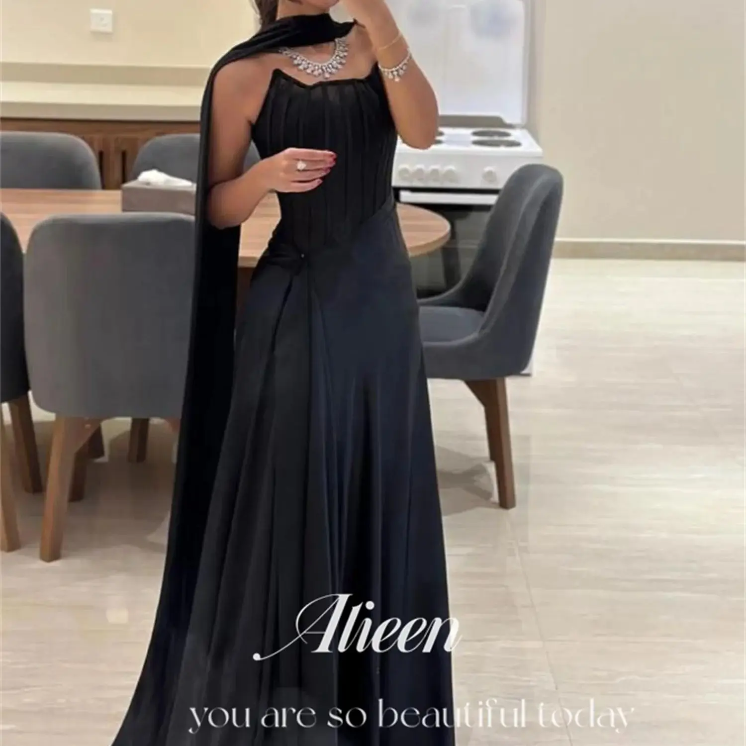 

Aileen Customized Shawl Black Prom Dresses for Special Occasions Women's Green Dress Party Elegant Woman Gala Wedding Evening