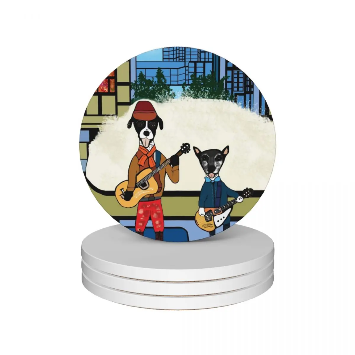 

Norman & Stella Ceramic Coasters (Set of 4) coffee cup stand cup pads Coasters