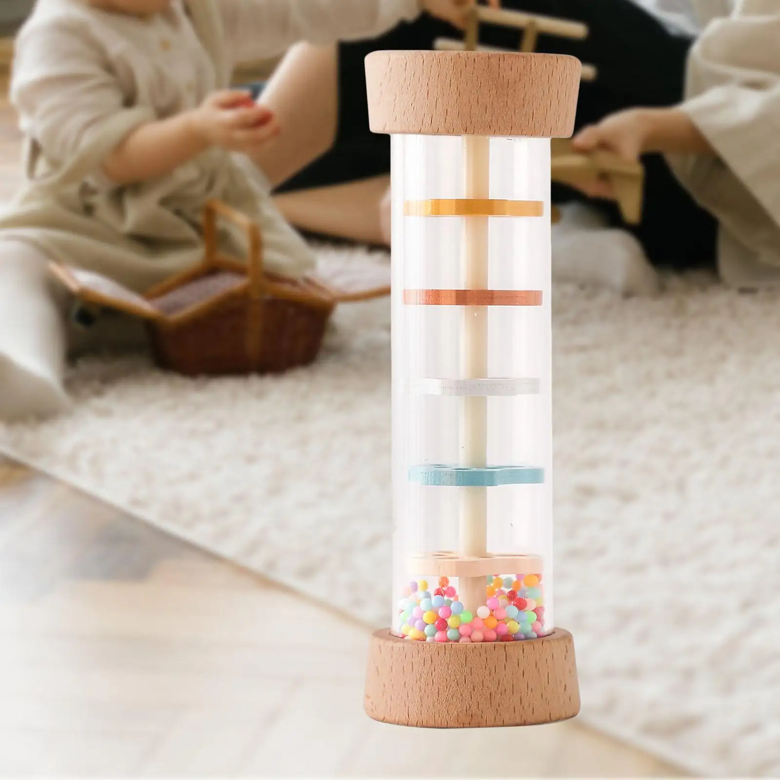 Montessori Toy Teaching Aid Fine Motor Skill Colorful Rainmaker Rattle Toy Sensory Toy for Girls Boys Baby Children Preschool