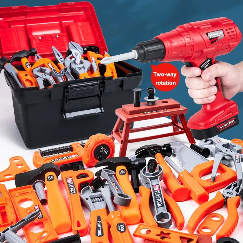 42PCS Children's Pretend Play Toy Toolbox Set Simulation Repair Electric Drill Screwdriver Children's Educational Toy Gift