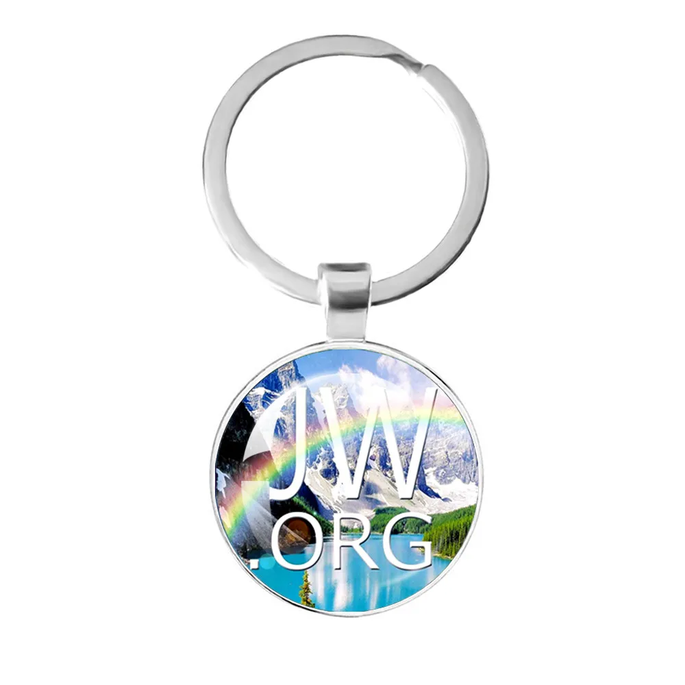 Jw.Org Keychain Jehovah\'S Witness Art Printed Photo Metal Glass Pendant Keychain Jewelry Fans Gift  Wholesale