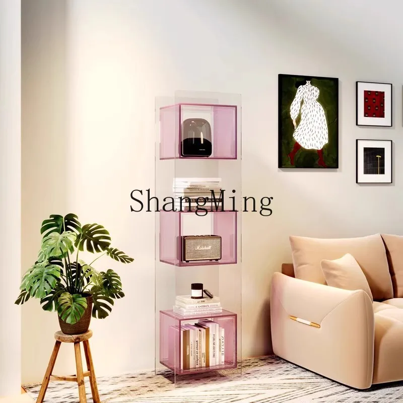 

SM minimalist acrylic storage bookshelf small apartment living room multi-layer floor corner storage bookcase