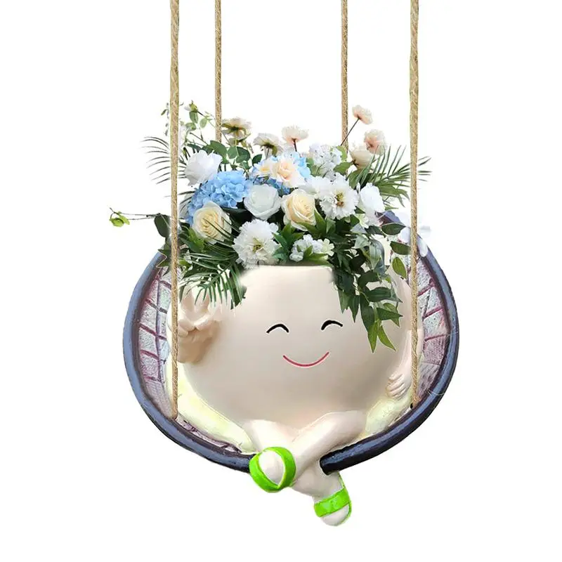 

Swing Face Planter Pots Wall Hanging Planter Smile Face Resin Flower Pot For Flowers Big Succulent Plants Creative Flower Pot