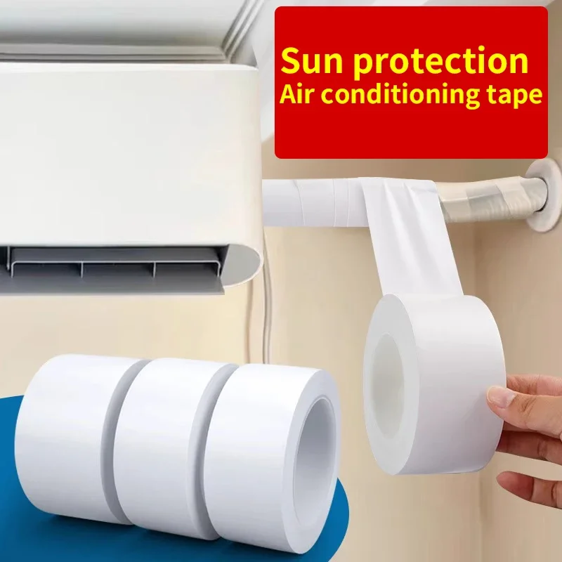 1 rollo de cinta de protección solar para conductos de aire acondicionado, unidad exterior, envoltura de amarre, protección Universal, decoración de bobinado, engrosamiento a prueba de viento