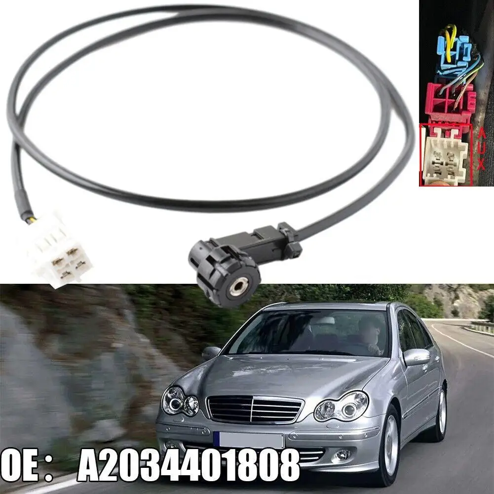 For Mercedes C-Class W203 4pin AUX Auxiliary Cable Input Accessories Cable A2034401808 Aux Auxiliary Line Radio Car Link Z1X4