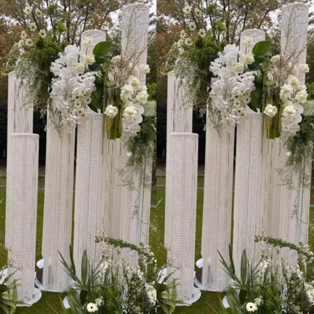 4pcs 200 tall Wrought iron pearl pillars and cylinders  background ornaments  hotel wedding flower arch  backdrop  hall banquet