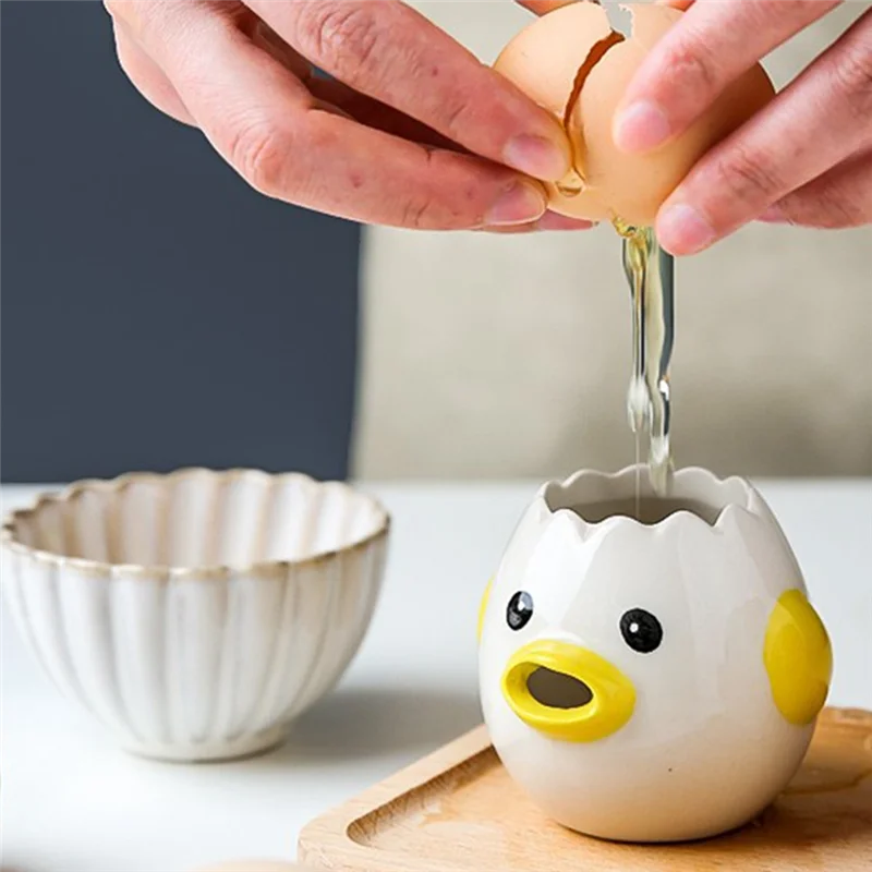 فاصل بيض لطيف، فاصل صفار بيض دجاج من السيراميك، فلتر بيض صغير منزلي عملي، Splitterm12k