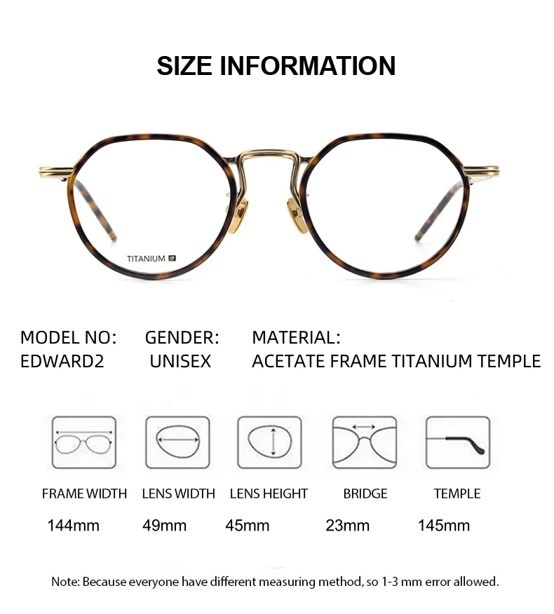 ELLCCION النظارات الطبية التيتانيوم النقي فائقة الجودة النظارات البصرية الرجال النساء نظارات دائرية قصر النظر ناقص عدسة اللونية