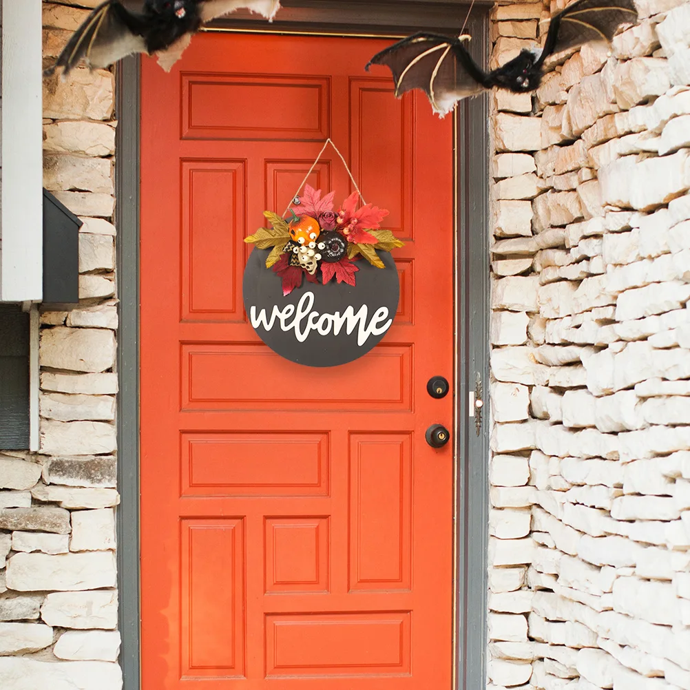 

Halloween Plaque Door Sign Hanging Wreath Festival Home Decor Wood Plastic Polyester Long Service Life Classic Patterns