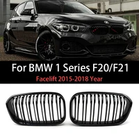 Parrilla de malla de radiador de carreras para parachoques delantero, para BMW Serie 1 F20 F21 Facelift 2015-2019 años, negro mate brillante, Color M, estampado de carbono