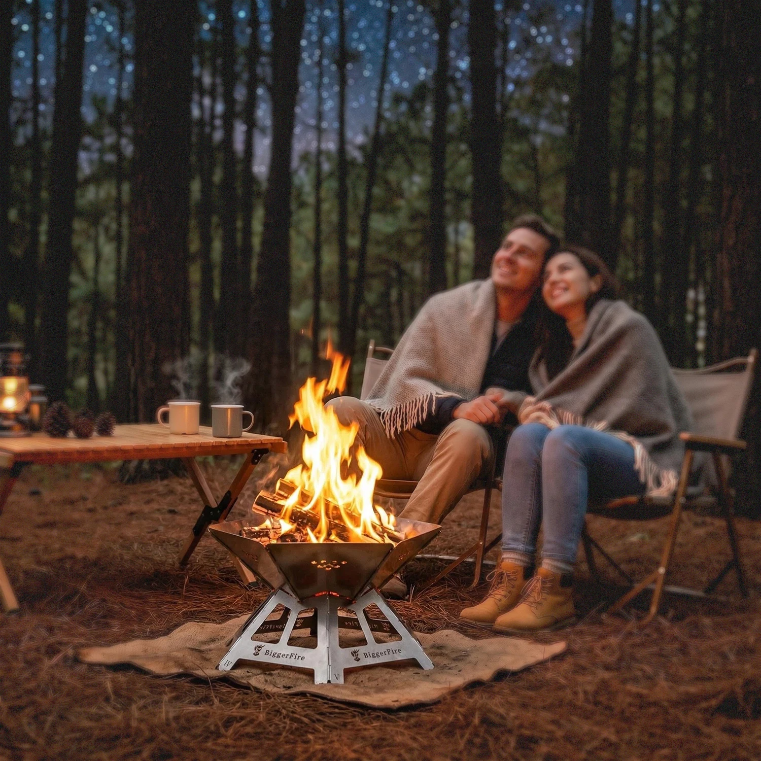 Folding Bonfire Fire Pit Stainless Steel Outdoor Camping Firewood Portable Firebowl
