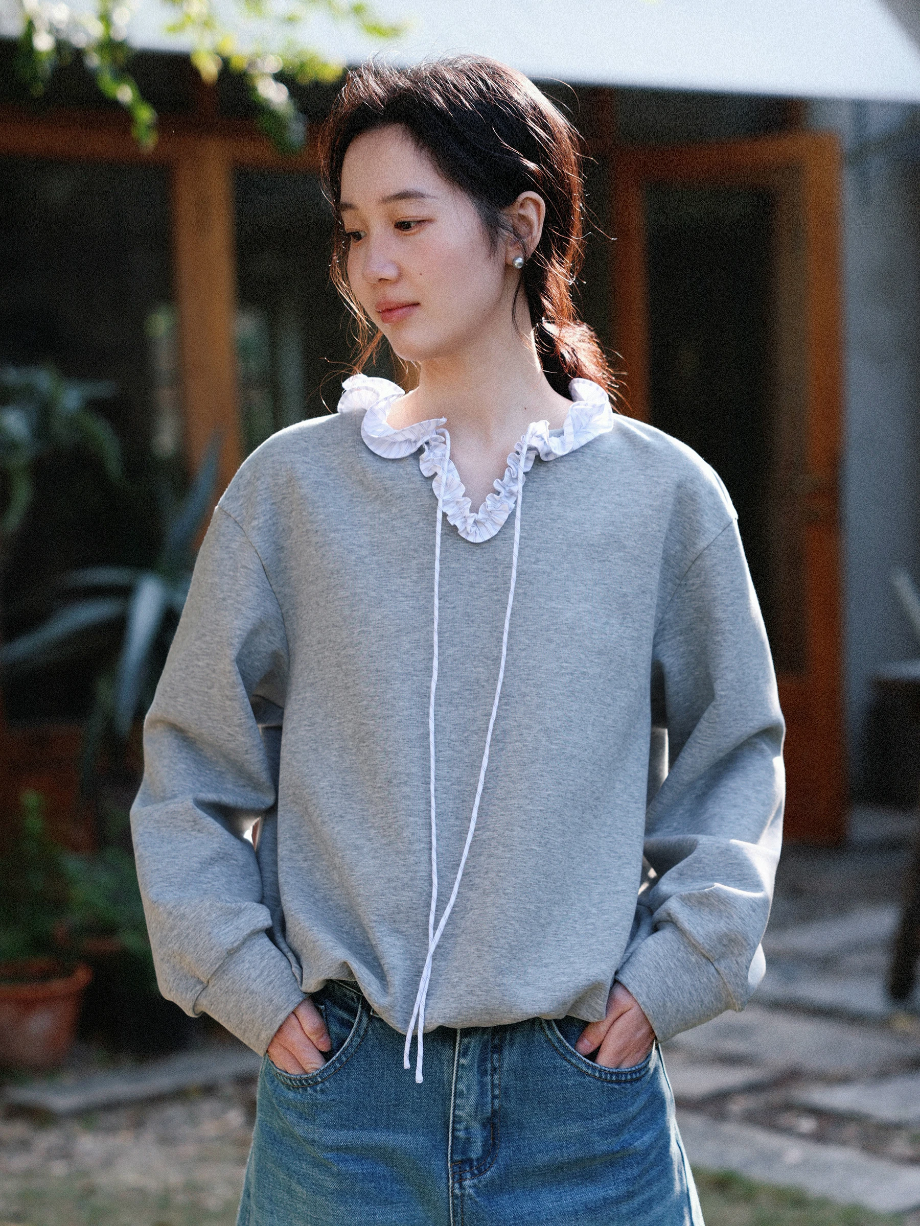 MUNNS Spring Outing Floral Print Sweatshirt Jacket Women's Loose Fit Stripe Pattern Collar Design Breathable Windproof Long S...