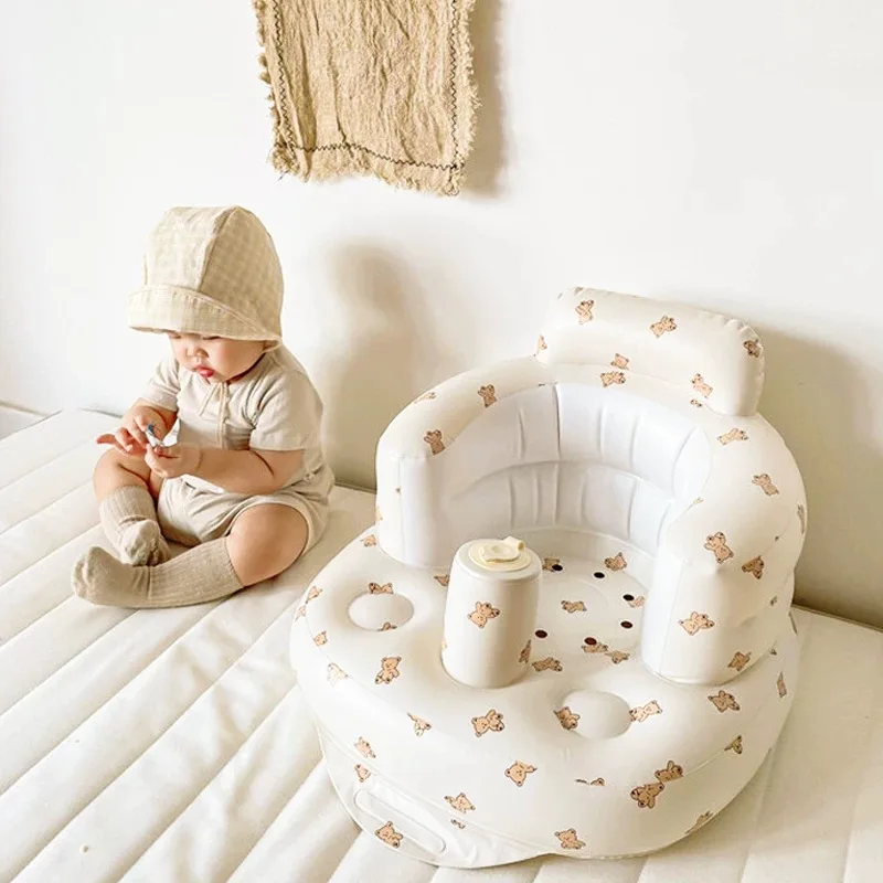 Baby Chair Multifunctional PVC Inflatable Armchair Baby Sofa Kid Bathroom Seat Infant Baby Feeding Chair Bathing Stool Baby Seat