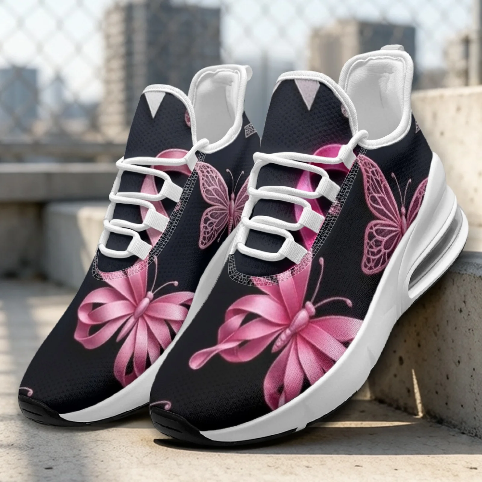 PENSTROLL Mesh & EVA Comfortable Nurse Snakers Lightweight Women Sneakers for Womens Running Breast Cancer Print