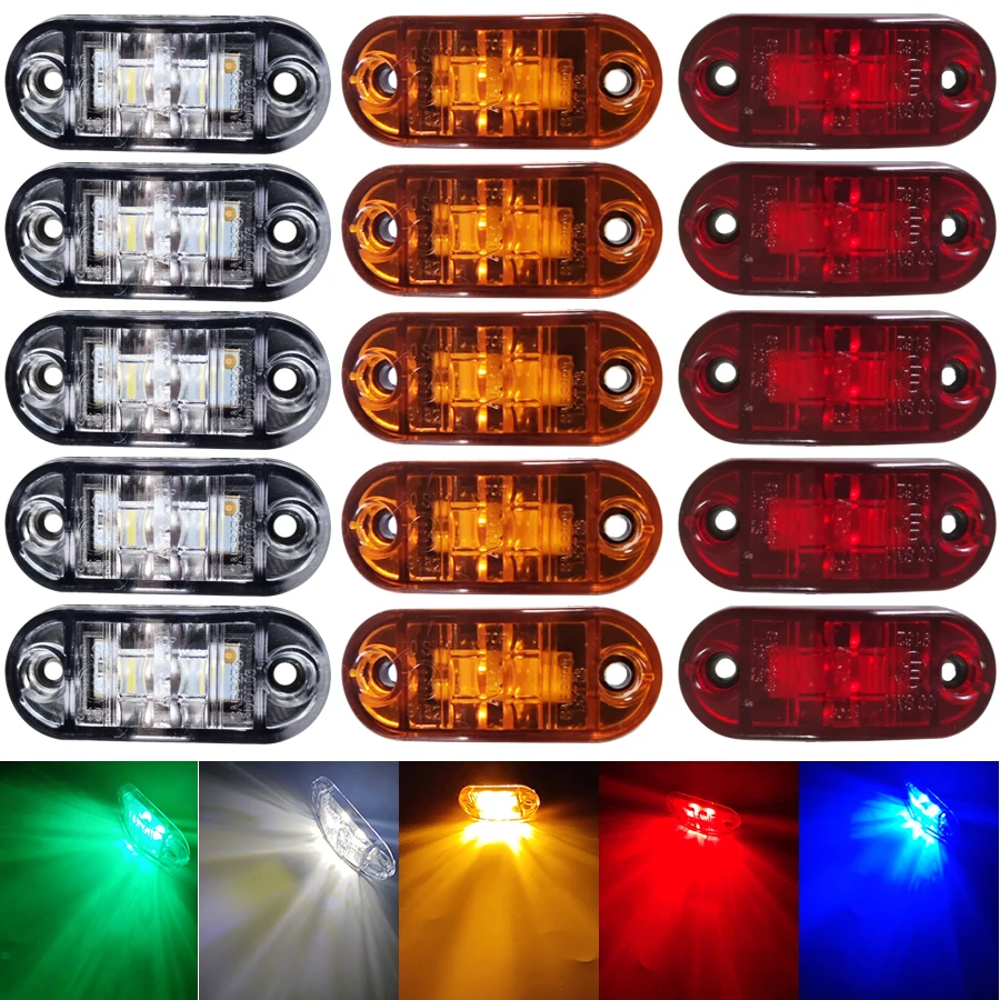 10PCS 12V 24V LED Universal Led light Side Marker Car Lights for Trailer Trucks Caravan Clearance Lamp Surface Mount